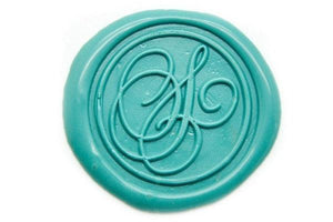 Suzanne Cunningham Calligraphy S Wax Seal Stamp | Available in 4 Sizes - Backtozero B20 - 1 initial, 1.2cm, 1initial, Calligraphy, collaboration, mini, Monogram, One initial, Personalized, Signature, signaturehandle, Suzanne Cunningham, tiny, Turquoise