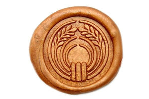 Japanese Kamon Ine Rice Wax Seal Stamp - Backtozero B20 - Botanical, Copper Gold, him, Japanese, japanese family crest, Kamon, Nature, Plant, Signature, signaturehandle, wreath