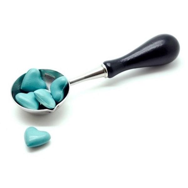 Sky Blue Octagon Sealing Wax Beads - Backtozero B20 - blue, light blue, metallic, octagon bead, sealing wax, sky blue, tin, Wax Beads