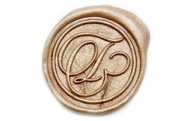 Suzanne Cunningham Calligraphy T Wax Seal Stamp | Available in 4 Sizes - Backtozero B20 - 1 initial, 1.2cm, 1initial, Calligraphy, Champagne Gold, collaboration, mini, Monogram, One initial, Personalized, Signature, signaturehandle, Suzanne Cunningham, tiny
