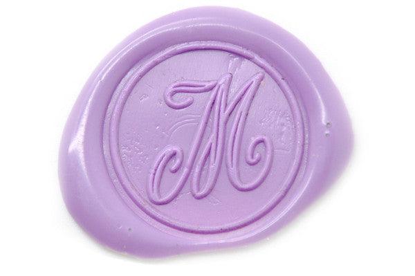 Calligraphy Initial Wax Seal Stamp - Backtozero B20 - 1 initial, 1initial, Calligraphy, genericlonghandle, Lavender, letter, Monogram, One Initial, Personalized