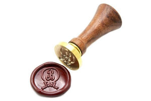 Ribbon Bow Ring Initial Wax Seal Stamp - Backtozero B20 - 1 initial, 1initial, bow, Calligraphy, Deep Red, her, Monogram, One initial, Personalized, ribbon, Signature, signaturehandle