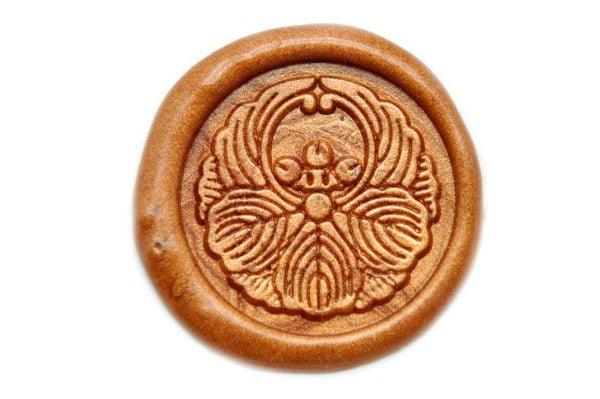Japanese Kamon Kajinoha Deco Wax Seal Stamp - Backtozero B20 - Botanical, Copper Gold, Japanese, japanese family crest, Kamon, Leaf, Nature, Signature, signaturehandle
