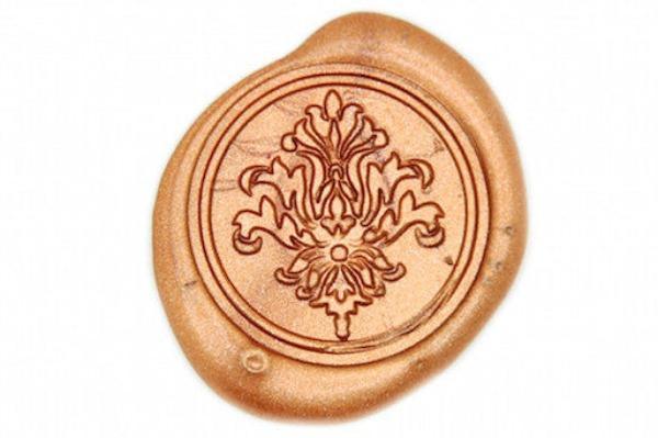 Victorian Filigree Deco Wax Seal Stamp - Backtozero B20 - Copper Gold, Damask, Deco, Decorative, genericlonghandle, Victorian
