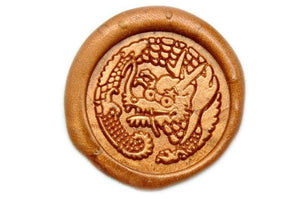 Japanese Kamon Dragon Ryu Wax Seal Stamp - Backtozero B20 - Copper Gold, Dragon, him, Japanese, japanese family crest, Kamon, Mythical Creatures, rui, Signature, signaturehandle