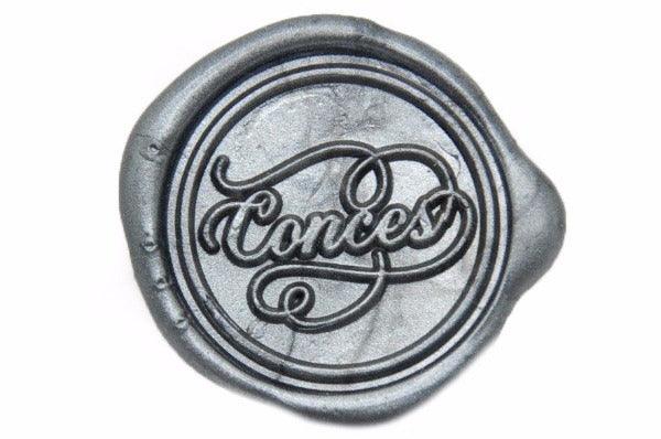 Personalized Classy Calligraphy Wax Seal Stamp - Backtozero B20 - 9wordsLONGhandle, Calligraphy, Custom, custom name, Metallic, Metallic Black, name, Personalized, word