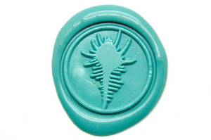 Seashell Wax Seal Stamp - Backtozero B20 - Nautical, seashell, shell, Signature, signaturehandle, Turquoise