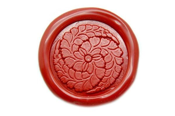 Japanese Kamon Fuji Floral Deco Wax Seal Stamp - Backtozero B20 - Botanical, Decorative, Deep Red, floral, Flower, Japanese, japanese family crest, Kamon, Leaf, Nature, Plant, Signature, signaturehandle