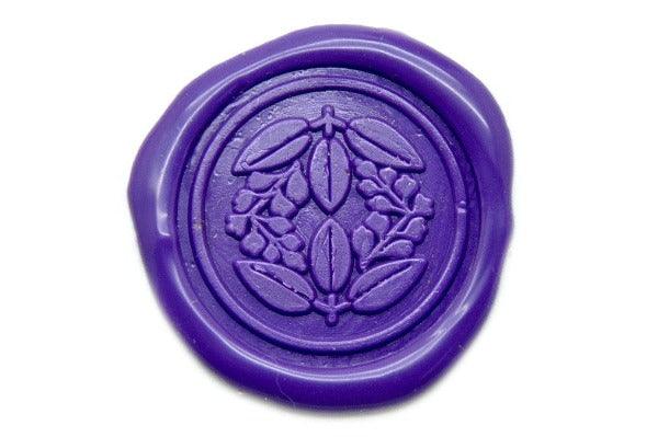 Japanese Kamon Fuji Floral Deco Wax Seal Stamp - Backtozero B20 - Botanical, Decorative, floral, Flower, Japanese, japanese family crest, Kamon, Leaf, Nature, Purple, Signature, signaturehandle