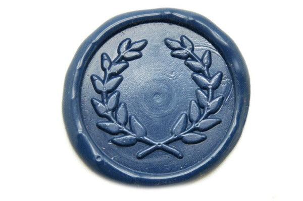 Olive Wreath Wax Seal Stam - Backtozero B20 - Blue, Laurel Wreath, Nature, Signature, signaturehandle, wreath