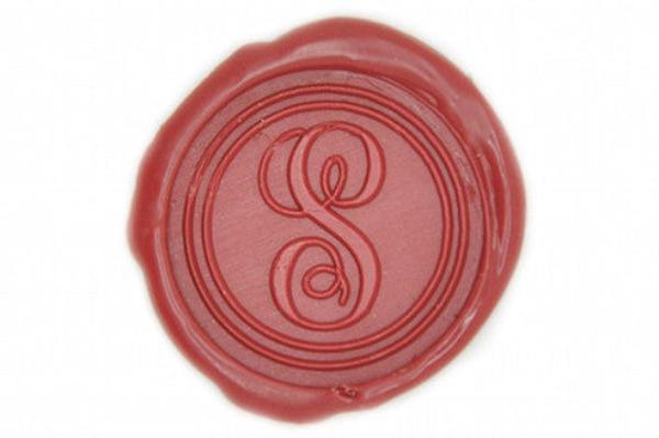 Initial Monogram Wax Seal Stamp - Backtozero B20 - 1 initial, 1initial, Calligraphy, genericlonghandle, Letter, Monogram, One Initial, Palm Red, Personalized
