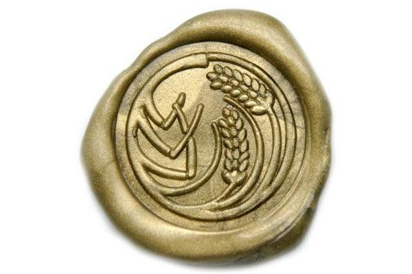 Japanese Kamon Ine Rice Wax Seal Stamp - Backtozero B20 - Botanical, Copper, Japanese, japanese family crest, Kamon, Nature, Plant, Signature, signaturehandle