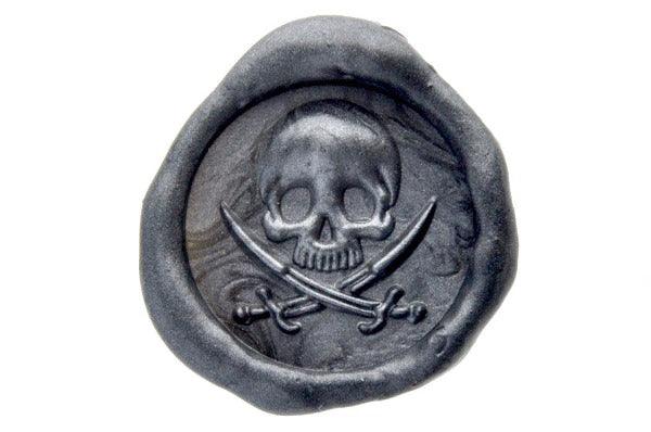 3D Skull Sword Wax Seal Stamp - Backtozero B20 - 3D, Bone, genericlonghandle, Metallic Black, Skull, sword