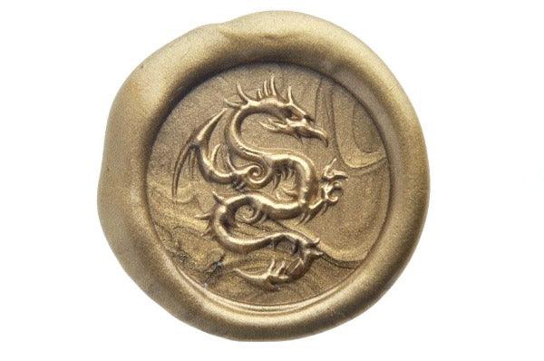 3D Dragon Wax Seal Stamp - Backtozero B20 - 3D, Copper, Dragon, genericlonghandle, Heraldic, Mythical Creatures