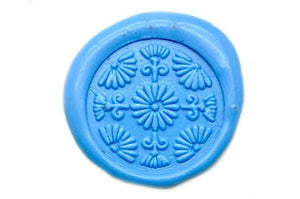 Japanese Ball Deco Wax Seal Stamp - Backtozero B20 - ball, Botanical, Decorative, floral, Flower, Japanese, Light Blue, Plant, Signature, signaturehandle
