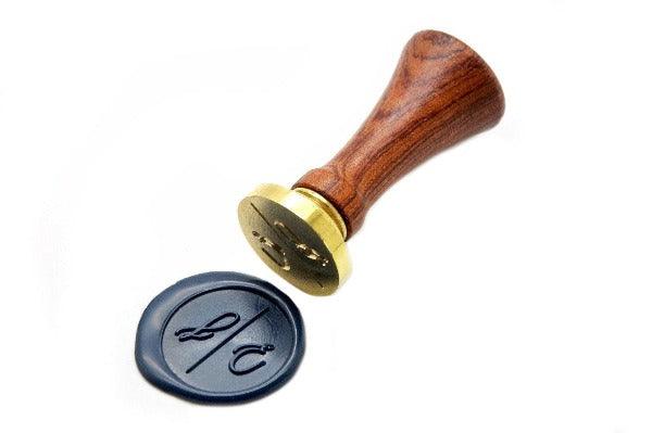 Linen & Leaf Modern Calligraphy Monogram Wax Seal Stamp - Backtozero B20 - 2 initials, 2initials, Blue, Calligraphy, collaboration, katie, Monogram, Personalized, Signature, signaturehandle, Two initials
