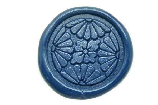 Japanese Kamon Bukkaku Floral Ball Deco Wax Seal Stamp - Backtozero B20 - ball, Blue, Deco, Decorative, floral, Flower, Japanese, japanese family crest, Kamon, Signature, signaturehandle