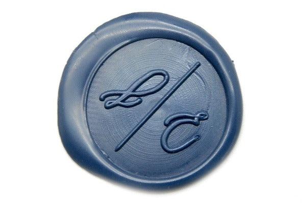 Linen & Leaf Modern Calligraphy Monogram Wax Seal Stamp - Backtozero B20 - 2 initials, 2initials, Blue, Calligraphy, collaboration, katie, Monogram, Personalized, Signature, signaturehandle, Two initials