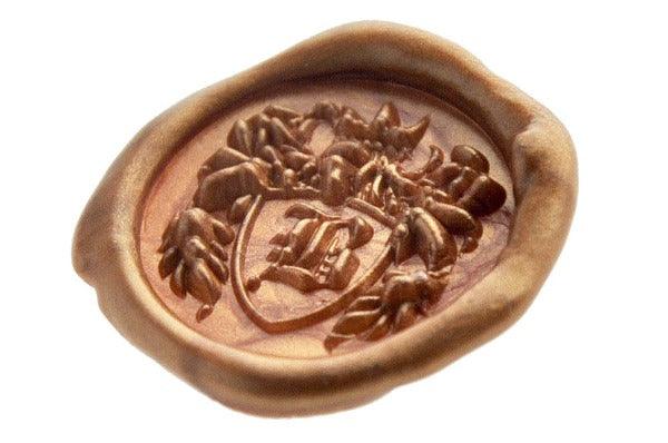 3D Custom Initial Crest Wax Seal Stamp - Backtozero B20 - 1 initial, 1initial, 3D, Copper Gold, Crest, genericlonghandle, Heraldic, Initial, knight, One Initial, Personalized