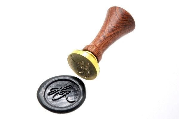 Linen & Leaf Modern Calligraphy Monogram Wax Seal Stamp - Backtozero B20 - 2 initials, 2initials, Black, Calligraphy, collaboration, katie, Monogram, Personalized, Signature, signaturehandle, Two initials