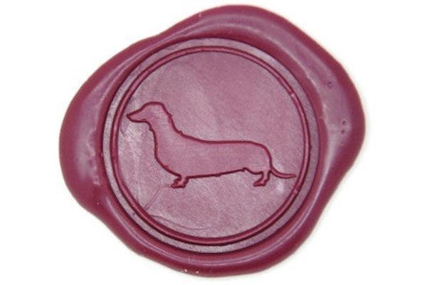 Dachshund Wax Seal Stamp - Backtozero B20 - Animal, Burgundy, Dachshund, Dog, genericlonghandle, Pet