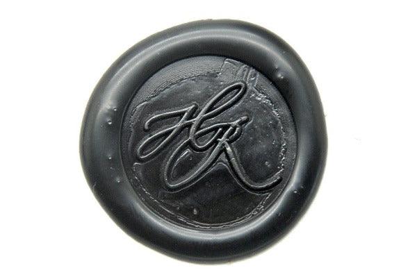 Linen & Leaf Modern Calligraphy Monogram Wax Seal Stamp - Backtozero B20 - 2 initials, 2initials, Black, Calligraphy, collaboration, katie, Monogram, Personalized, Signature, signaturehandle, Two initials