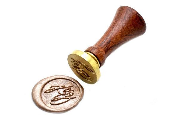 Linen & Leaf Modern Calligraphy Wedding Wax Seal Stamp - Backtozero B20 - 2 initials, 2initials, Calligraphy, Champagne Gold, collaboration, katie, Monogram, Personalized, Signature, signaturehandle, Two initials