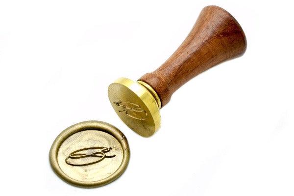 Linen & Leaf Modern Calligraphy Initial Wax Seal Stamp - Backtozero B20 - 1 initial, 1initial, Calligraphy, collaboration, Copper, katie, mini, Monogram, One initial, Personalized, Signature, signaturehandle