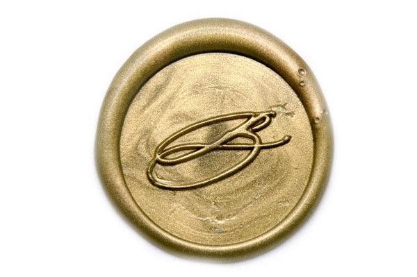 Linen & Leaf Modern Calligraphy Initial Wax Seal Stamp - Backtozero B20 - 1 initial, 1initial, Calligraphy, collaboration, Copper, katie, mini, Monogram, One initial, Personalized, Signature, signaturehandle