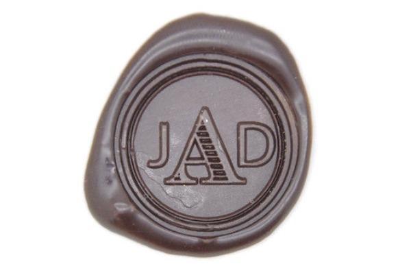 Triple Initials Monogram Wax Seal Stamp - Backtozero B20 - 3 initials, 3initials, Brown, genericlonghandle, Initial, Monogram, Personalized, Three initials, Triple Initials, Wedding
