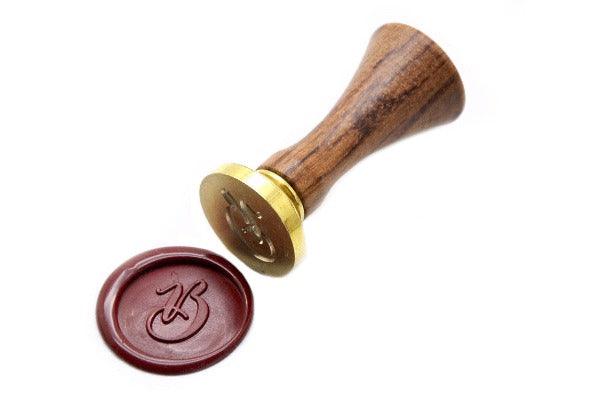 Copperplate Calligraphy Initial Wax Seal Stamp | Available in 4 Sizes - Backtozero B20 - 1 initial, 1initial, Calligraphy, Copperplate, Letter, mini, Monogram, One initial, Palm Red, Personalized, Signature, signaturehandle