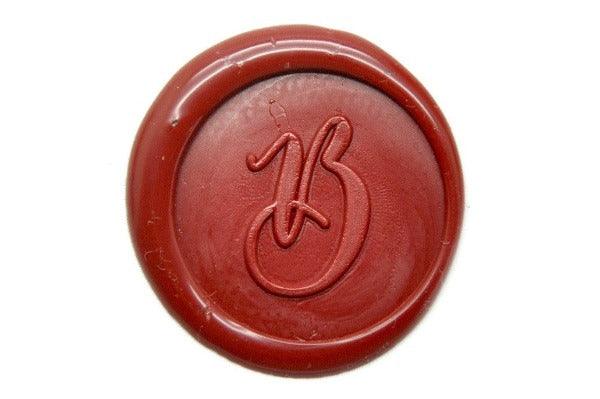 Copperplate Calligraphy Initial Wax Seal Stamp | Available in 4 Sizes - Backtozero B20 - 1 initial, 1initial, Calligraphy, Copperplate, Letter, mini, Monogram, One initial, Palm Red, Personalized, Signature, signaturehandle