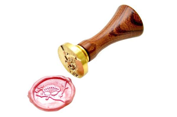 Ume Plum Blossom & Stem Wax Seal Stamp - Backtozero B20 - Botanical, Deco, Decorative, floral, Flower, Japanese, japanese family crest, Kamon, Leaf, metallic pink, Nature, Pink, plum flower, Signature, signaturehandle