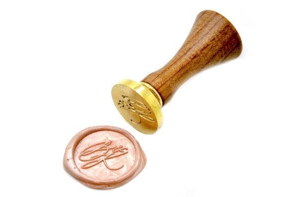 Linen & Leaf Modern Calligraphy Wedding Wax Seal Stamp - Backtozero B20 - 2 initials, 2initials, Calligraphy, collaboration, katie, Monogram, pale pink, Personalized, pink, Signature, signaturehandle, Two initials