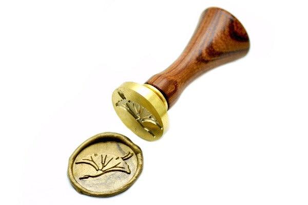 Japanese Kamon Icho Ginkgo Crane Wax Seal Stamp - Backtozero B20 - Botanical, Copper, crane, gingko, her, icho, Japanese, japanese family crest, Kamon, Nature, Plant, Signature, signaturehandle