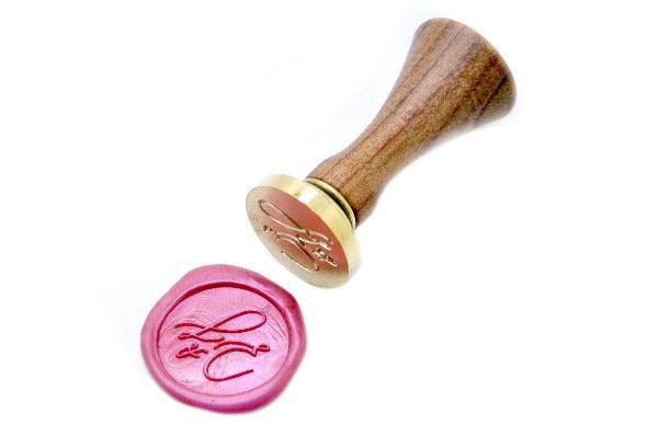Linen & Leaf Modern Calligraphy Wedding Wax Seal Stamp - Backtozero B20 - 2 initials, 2initials, Calligraphy, collaboration, katie, Monogram, Personalized, pink, Signature, signaturehandle, Two initials