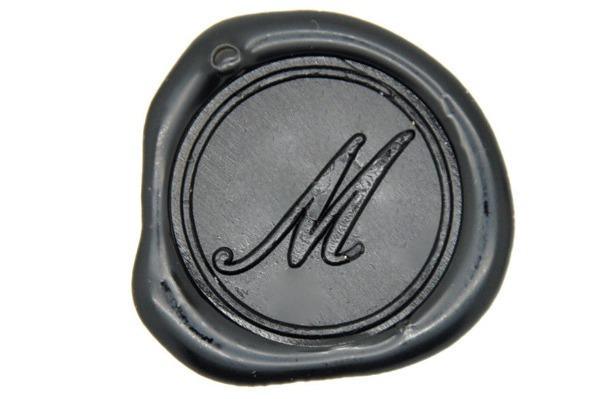 Script Initial Wax Seal Stamp - Backtozero B20 - 1 initial, 1initial, Black, genericlonghandle, Letter, Monogram, One Initial, Personalized