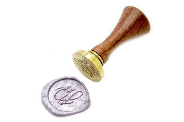 Linen & Leaf Modern Calligraphy Wedding Wax Seal Stamp - Backtozero B20 - 2 initials, 2initials, Calligraphy, collaboration, katie, Lavender, metallic lavender, Monogram, Personalized, Signature, signaturehandle, Two initials