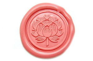 Japanese Kamon Hasu Lotus Wax Seal Stamp - Backtozero B20 - Botanical, floral, Flower, Japanese, japanese family crest, Kamon, lotus, Nature, Pink, Plant, Signature, signaturehandle