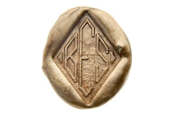 Diamond Triple Initials Monogram Wax Seal Stamp - Backtozero B20 - 3 initials, 3initials, Champagne Gold, Diamond, signaturehandle, Three initials, Triple Initials