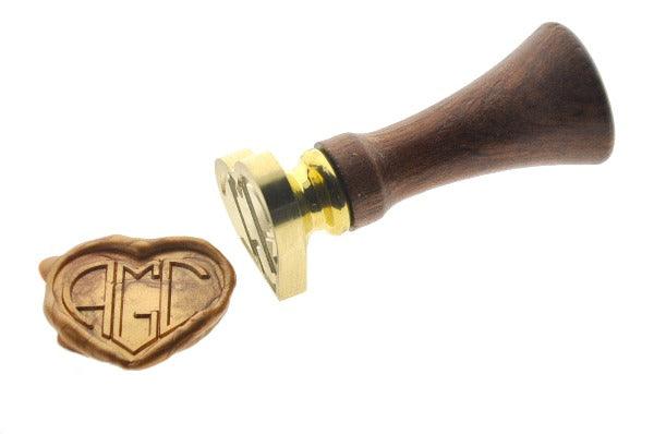 Heart Triple Initials Monogram Wax Seal Stamp - Backtozero B20 - 3 initials, 3initials, Copper Gold, Heart, signaturehandle, Three initials, Triple Initials