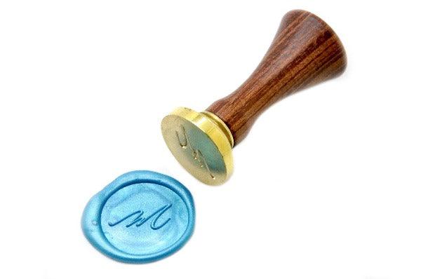 Linen & Leaf Modern Calligraphy Initial Wax Seal Stamp - Backtozero B20 - 1 initial, 1initial, Calligraphy, collaboration, katie, mini, Monogram, One initial, Personalized, Signature, signaturehandle, Sky Blue