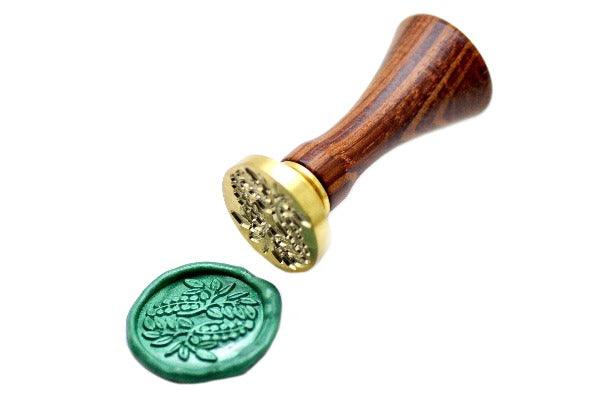 Japanese Kamon Fuji Botanical Wax Seal Stamp - Backtozero B20 - Botanical, Decorative, Green, Japanese, japanese family crest, Kamon, Leaf, Leafs, Metallic, Metallic Green, Plant, Signature, signaturehandle