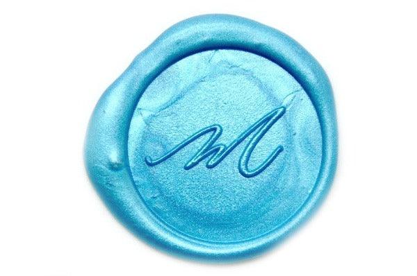 Linen & Leaf Modern Calligraphy Initial Wax Seal Stamp - Backtozero B20 - 1 initial, 1initial, Calligraphy, collaboration, katie, mini, Monogram, One initial, Personalized, Signature, signaturehandle, Sky Blue