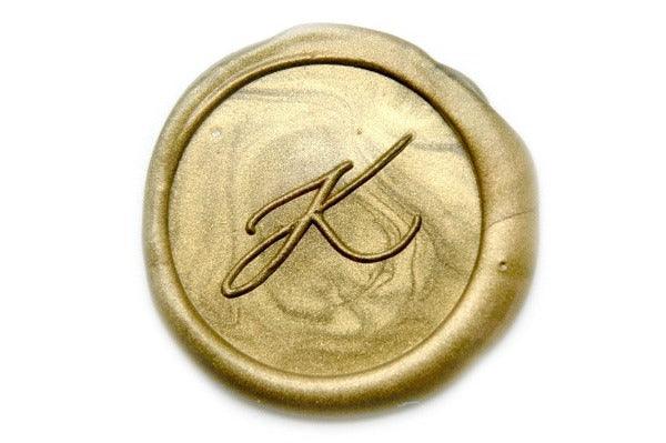 Linen & Leaf Modern Calligraphy Initial Wax Seal Stamp - Backtozero B20 - 1 initial, 1initial, Calligraphy, collaboration, Copper, katie, mini, Monogram, One initial, Personalized, Signature, signaturehandle