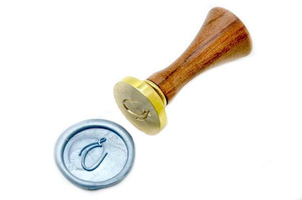 Linen & Leaf Modern Calligraphy Initial Wax Seal Stamp - Backtozero B20 - 1 initial, 1initial, Calligraphy, collaboration, katie, Metallic Gray Blue, mini, Monogram, One initial, Personalized, Signature, signaturehandle
