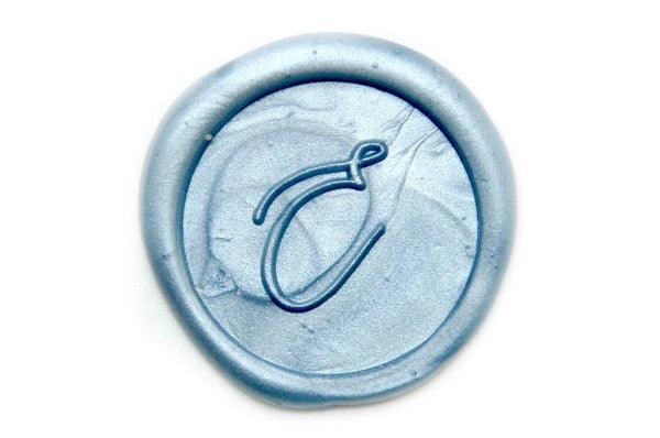 Linen & Leaf Modern Calligraphy Initial Wax Seal Stamp - Backtozero B20 - 1 initial, 1initial, Calligraphy, collaboration, katie, Metallic Gray Blue, mini, Monogram, One initial, Personalized, Signature, signaturehandle