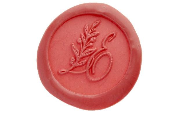 Botanical Monogram Wax Seal Stamp - Backtozero B20 - 2 initials, 2initials, Botanical, Double Initials, floral, Flower, genericlonghandle, Initial, Monogram, Nature, Personalized, Pink, Two initials, Wedding