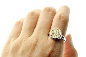Shamrock Signet Ring - Backtozero B20 - 12m, 12mm, 12mm ring, 12mn, accessory, Clover, him, jewelry, luck, Lucky, ring, signet ring, size 7, size 8, wax seal, wax seal ring, wax seal stamp
