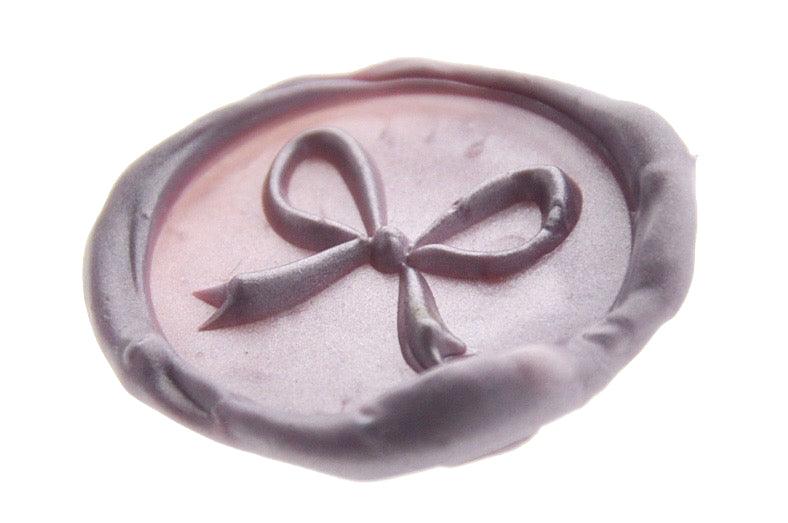 3D Bow Ribbon Wax Seal Stamp - Backtozero B20 - 3D, bow, genericlonghandle, Lavender, Metallic, metallic lavender, Purple, ribbon